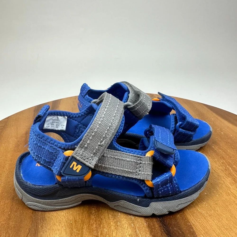 New NWOB Little Kids Merrell Hydro Rapids Hiker Blue Sandals Shoes Size 12 C